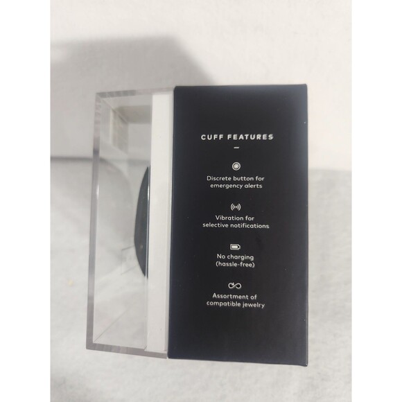 Carin cuff Smart Leather Bracelet Black Genuine Leather Emergency Elderly NEW - Picture 2 of 5